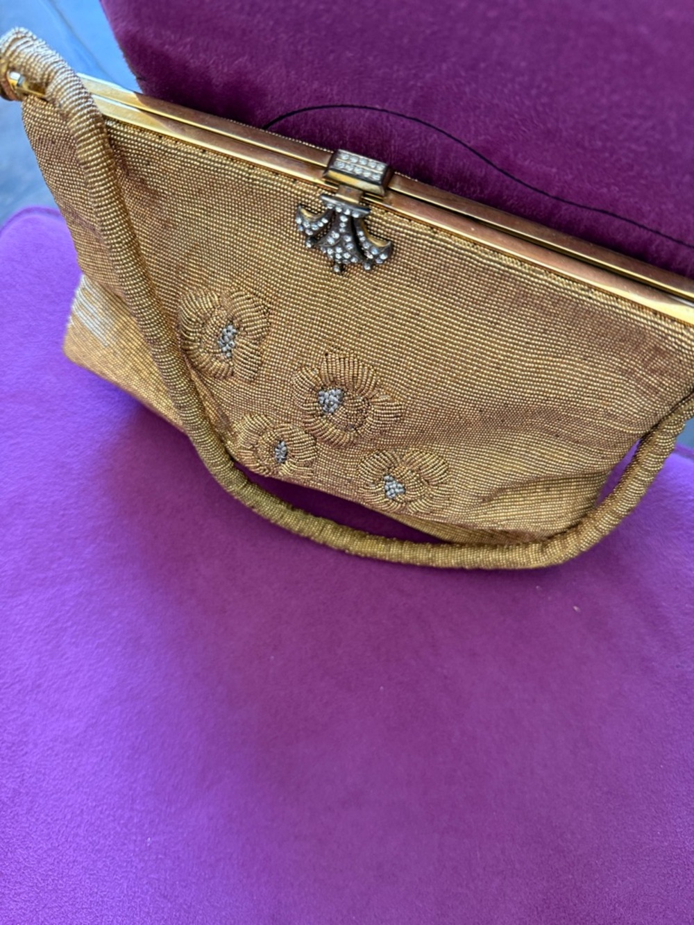 Stunning vintage Rosenfeld made in France Gold Beaded Evening Bag New Condition - Picture 3 of 10